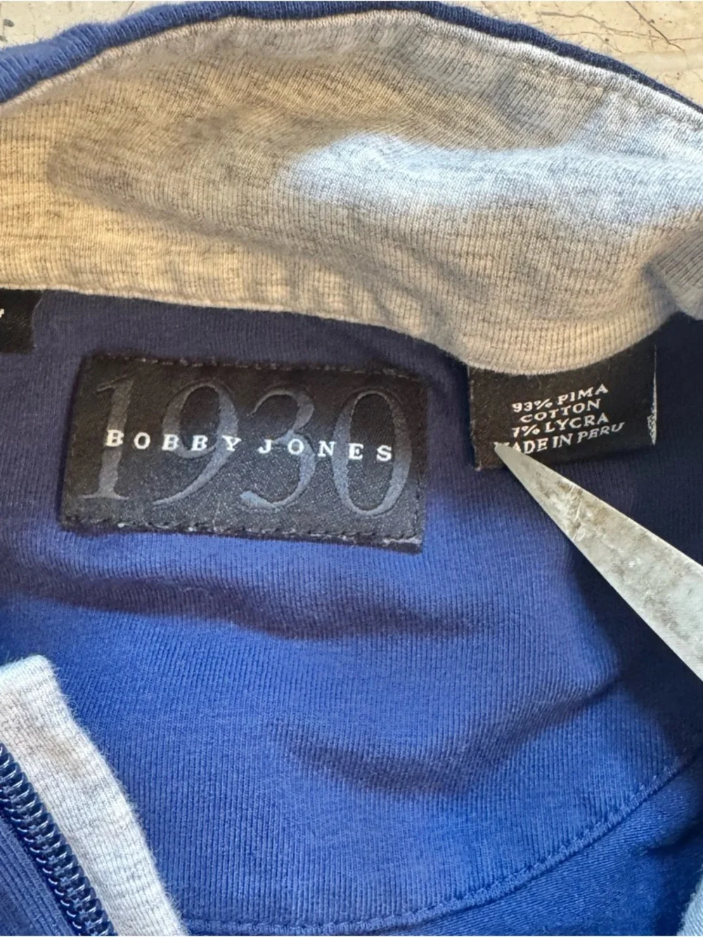 Bobby jones Pima cotton zip black blue golf pullover sweater lot Sz L - Picture 5 of 5
